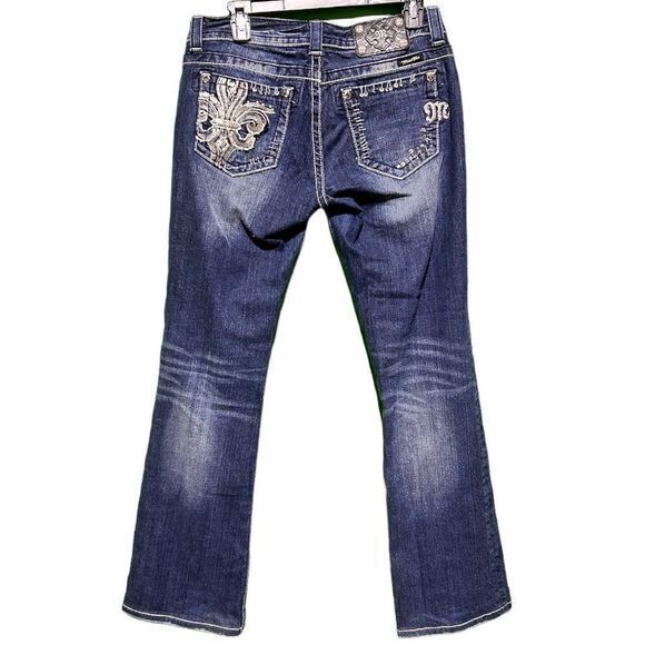 Miss Me Women's Bootcut Jeans Faded Embroidered Bling Pockets‎ Blue Size 29 - Picture 1 of 8